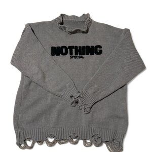 Commense Gray Distressed Nothing Special Cowl Sweater